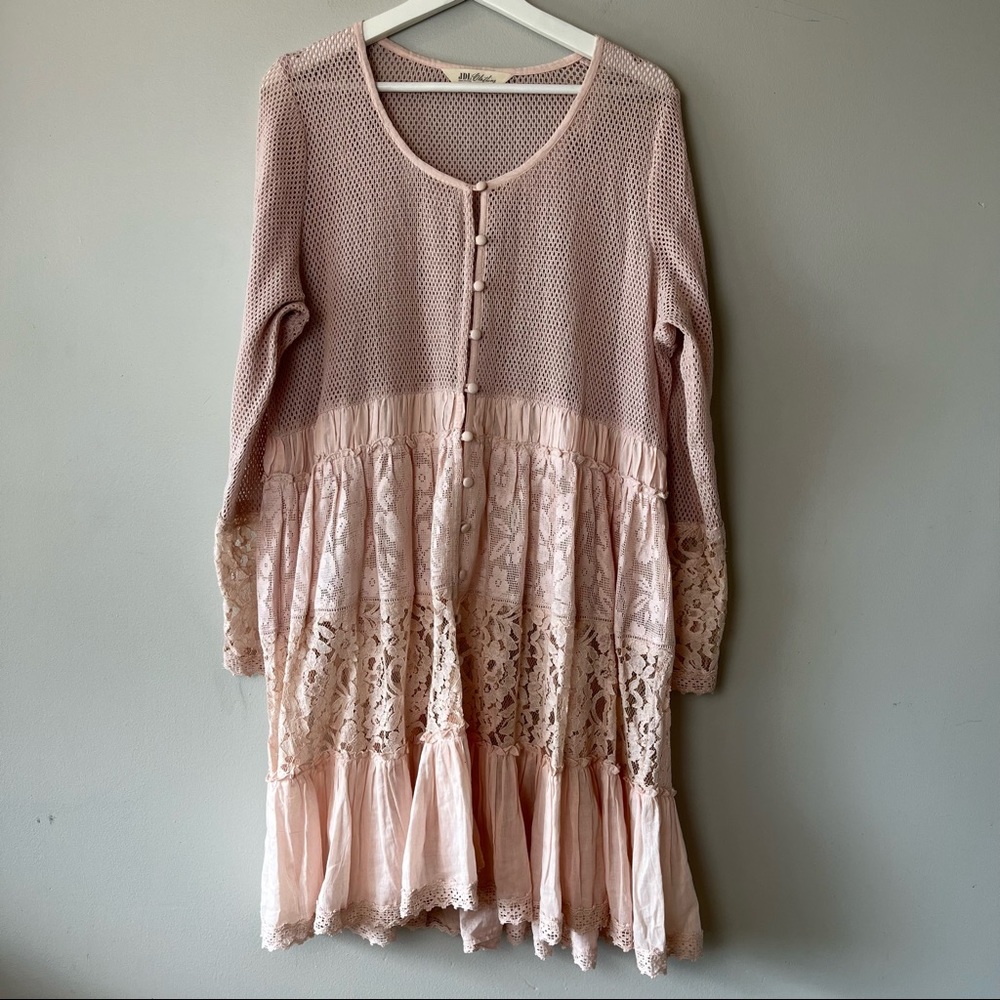 JDL Clothing Lace and Mesh Blush Dress
